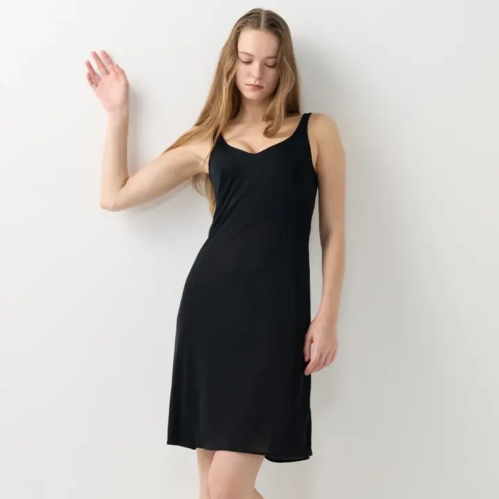 シンプルランジェリー5460 ラウンドスリップ, ブラック, model image number 0