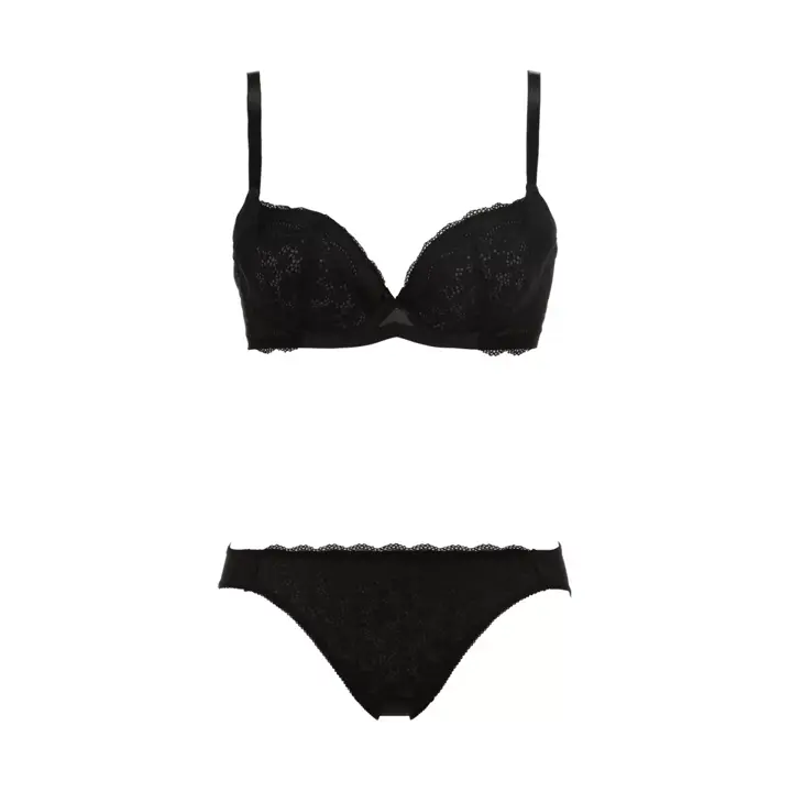 きゅっと寄せブラ ブラ＆ショーツセット デイジーレース【一部カラーSALE】, ブラック, product image number 1