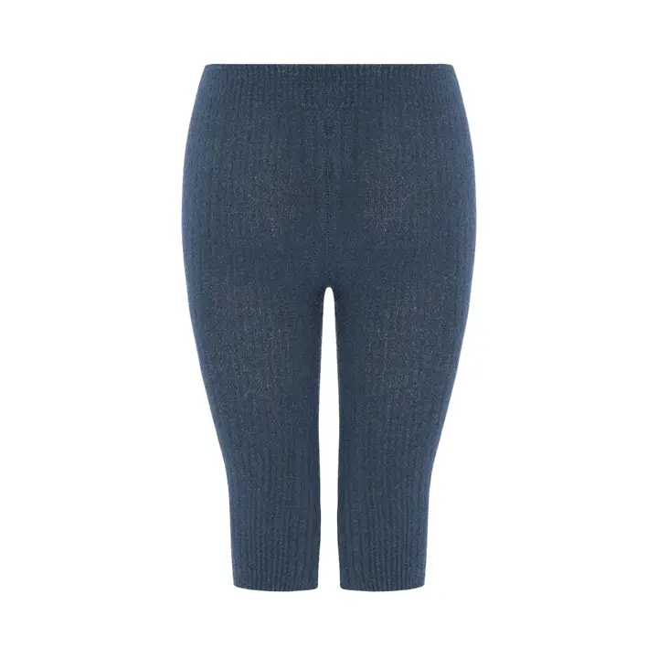 【SALE】スロギー ニット無地リブ 5分丈ニットパンツ, ブルー, product image number 1