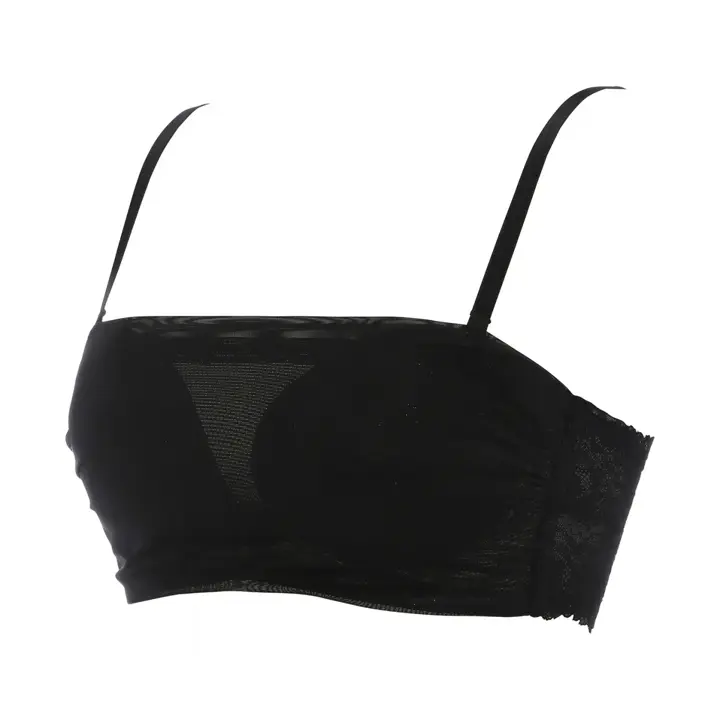 AMOSTYLEバンドゥ ブラジャー(ストラップ取り外し可) レイシーグロウ, ブラック, product image number 1