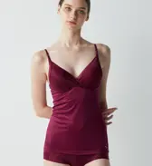 エス バイ スロギー シャイン カップ付きキャミソール, レッド, model image number 0