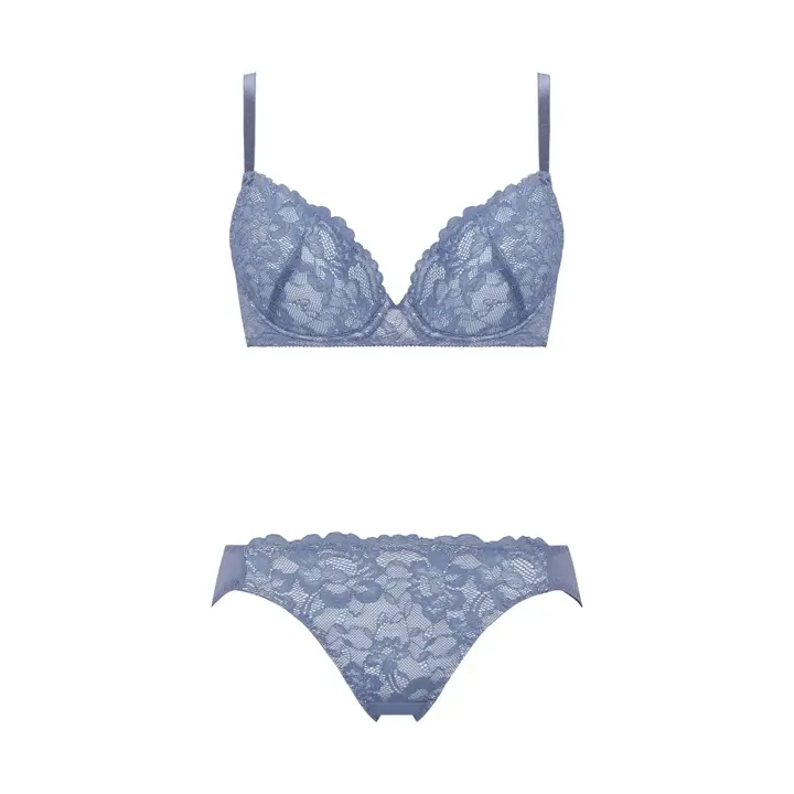 Daily AMOSTYLE 3/4カップブラ ブラ＆ショーツセット レイシーブルーム, ブルー, product image number 1