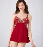 天使のブラ スリムライン644 キャミソール, レッド, model