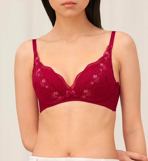Triumph Aqua Carnival Non-Wired Deep V Push Up Bra - Rosso masai - Non-wired Bra