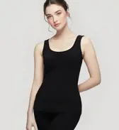 肌側綿100インナー5480 袖なしトップ, ブラック, model image number 0