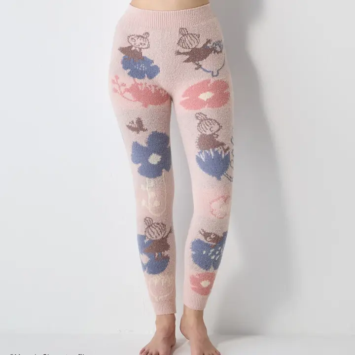 スロギーG073 ムーミン 9分丈ニットパンツ, ピンク, model image number 0