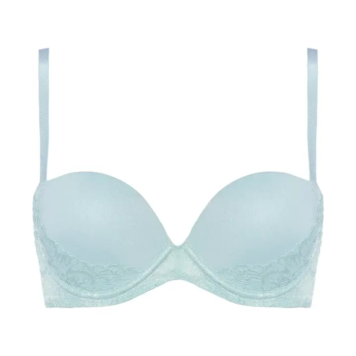 Daily AMOSTYLE スムースブラ ブラ＆ショーツセット (コンフィーレース), ブルー, product image number 0