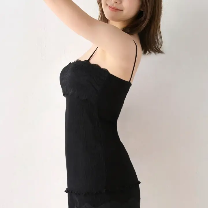 キャミソール 保湿インナー, ブラック, model image number 3