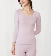 【SALE】あったかフィットインナー5370 8分袖トップ, パープル, model image number 0