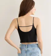 リブ クロップトップ, ブラック, model image number 2