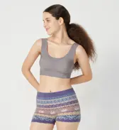 【SALE】スロギー “ほっ”とあったか(ニット柄) ニットパンツ, パープル, model image number 1