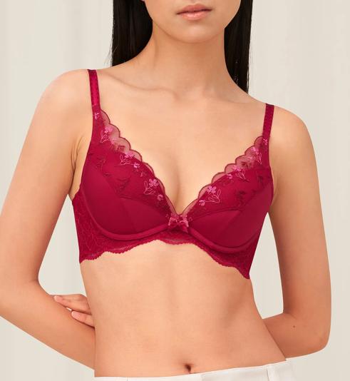 Triumph Aqua Carnival Deep V Wired Push Up Bra - Rosso masai - Plunge Bra