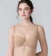 トリンプTシャツブラ025 ブラジャー(ストラップ取り外し可), ベージュ, model image number 0