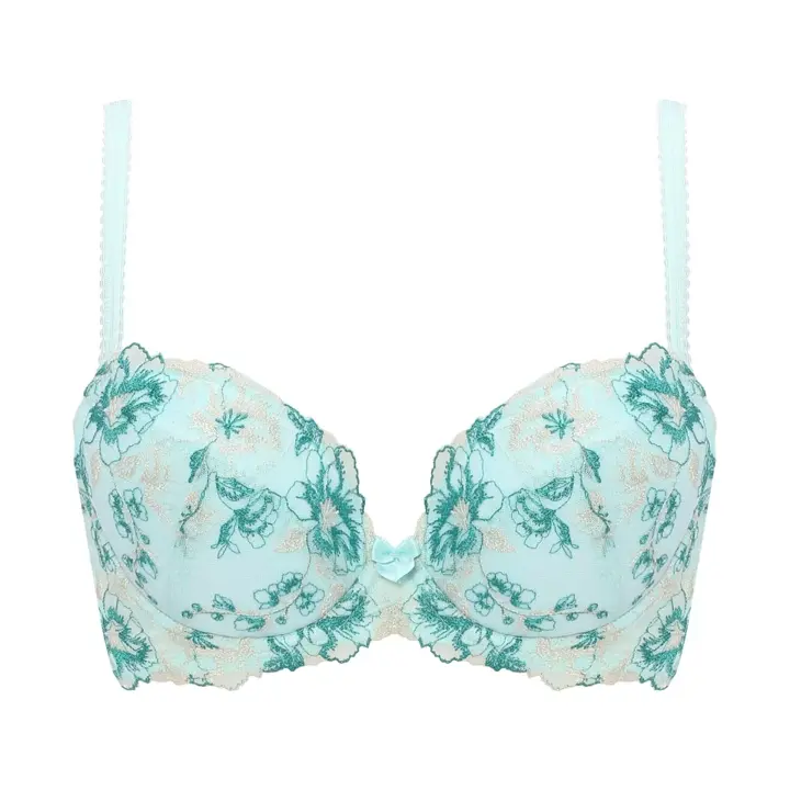 【WEB限定】美胸ソフトブラ クラッシーペタルズ ブラ＆ショーツセット【一部カラーSALE】, グリーン, product image number 0