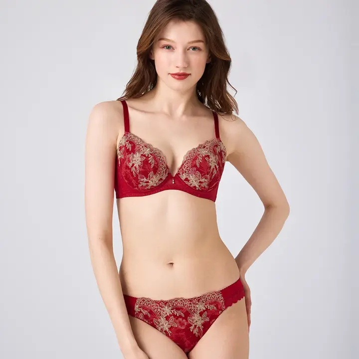 天使のブラ スリムライン644 ストリング, レッド, model image number 1