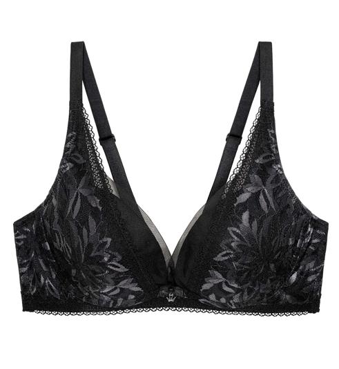 Triumph AQUA BLOOM NON-WIRED PUSH UP DEEP V BRA - Black - Non-wired Bra