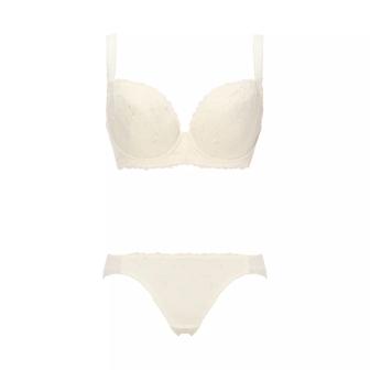 チャーミングラマー(R)（ラージ） ブラ＆ショーツセット ラインアートステッチ【一部カラーSALE】, ホワイト, product image number 1