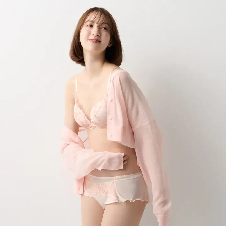 夢みるブラ ノンワイヤー ブラジャー レインボーリリー, ピンク, model image number 2