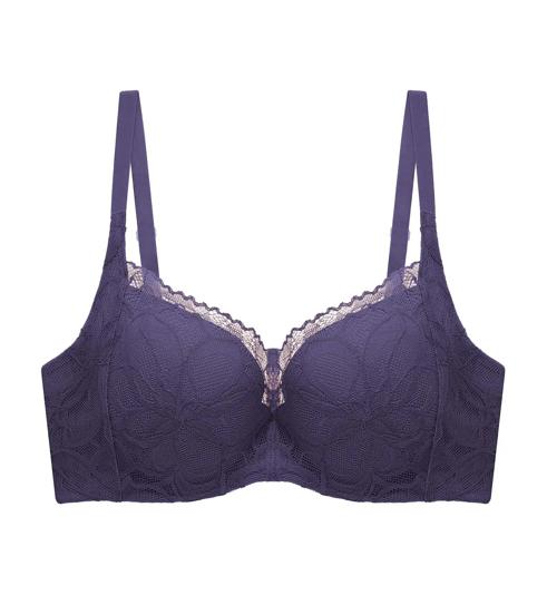 Triumph Body Make Up Illusion Lace Wired Half Cup Padded Bra - Slate - Wired