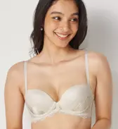 Daily AMOSTYLE ふわ盛り ノンワイヤー ブラジャー (クラシカルプリーツ), ホワイト, model image number 0