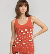 スロギー &ldquo;ほっ&rdquo;とアイテム(ニット柄) インナートップ, オレンジ, model image number 0