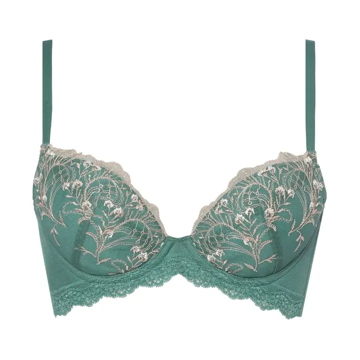 Daily Plus  脇高ブラ ブラ＆ショーツセット ボタニカルモザイク, グリーン, product image number 0