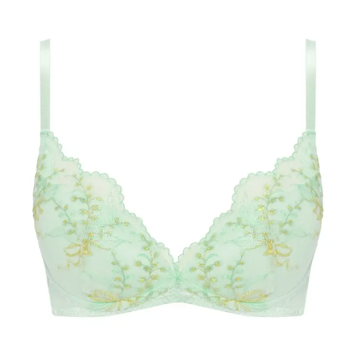夢みるブラ ノンワイヤー ブラジャー レインボーリリー, グリーン, product image number 0