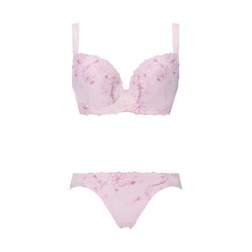 チャーミングラマー(R)（ラージ） ブラ＆ショーツセット ラインアートステッチ【一部カラーSALE】, パープル, product image number 1