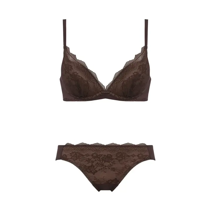 夢みるブラ(R) ノンワイヤー ブラ＆ショーツセット デイジーシャワー【一部カラーSALE】, ブラウン, product image number 1