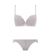 【SALE】エントリーコレクション 3/4カップブラ 背中すっきりブラ＆ショーツセット トウィンクルフラワー, グレー, product image number 1