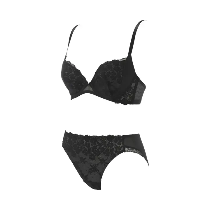 【WEB/アウトレット限定】きゅっと寄せブラ ブラ＆ショーツセット スウィンギングブーケ【一部カラーSALE】 【一部カラーSALE】, ブラック, product image number 3