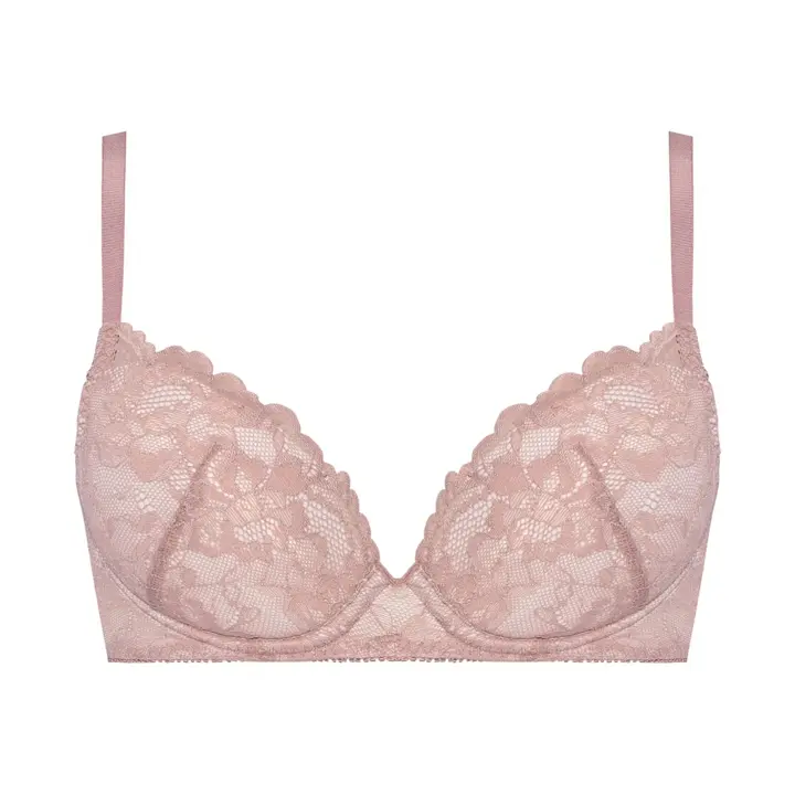 Daily AMOSTYLE 3/4カップブラ ブラ＆ショーツセット レイシーブルーム【一部カラーSALE】, ブラウン, product image number 0