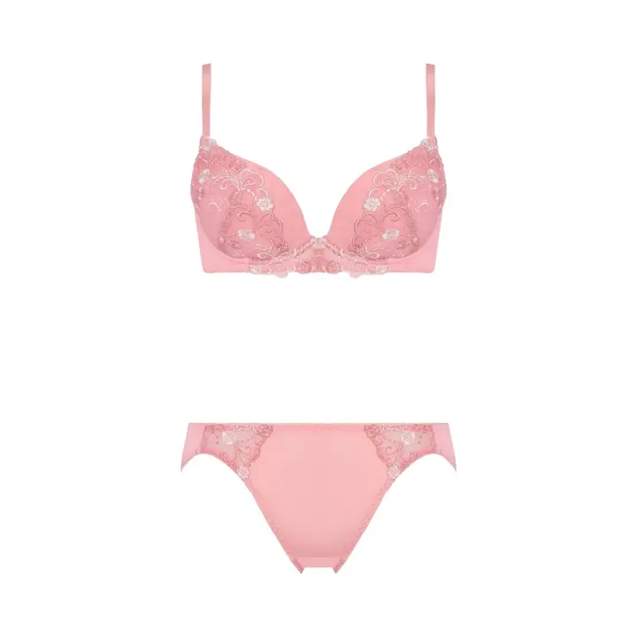 Daily AMOSTYLE 寄せブラ プチプラ ブラ＆ショーツセット クラシックフラワー, ピンク, product image number 1