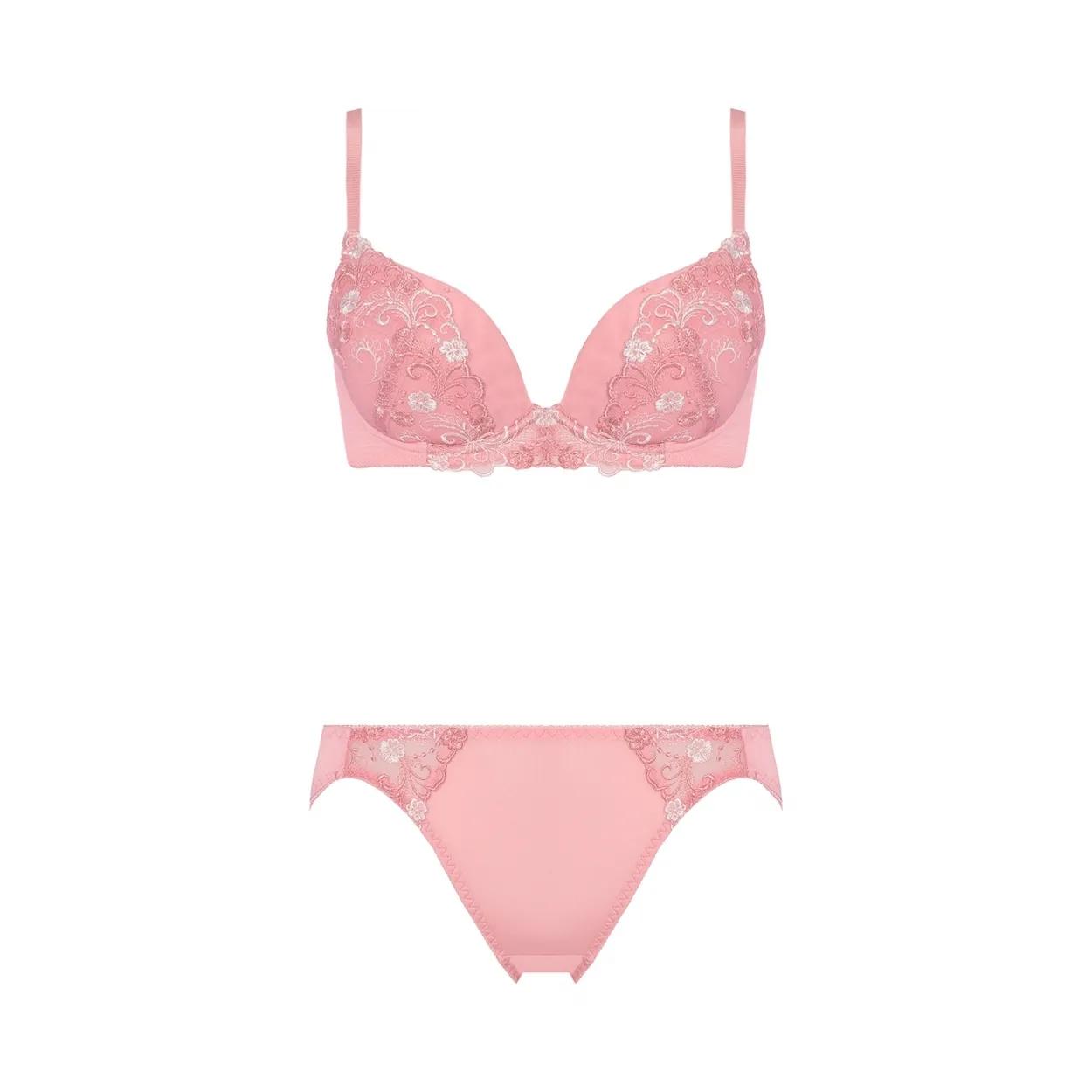 Daily AMOSTYLE 寄せブラ プチプラ ブラ＆ショーツセット クラシックフラワー, ピンク, product image number 1