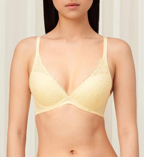 Triumph Simply Style Larkspur Wired Push Up Deep V Bra - Honey yellow - Wired
