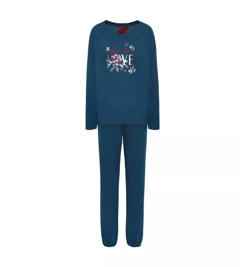 Triumph 棉質長袖睡衣套裝 - Blue - dark combination - 家居服