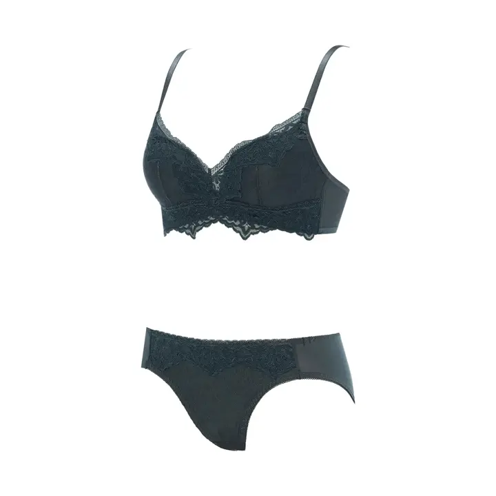 Daily Plus らくふわノンワイヤー ブラ＆ショーツセット, グレー, product image number 3