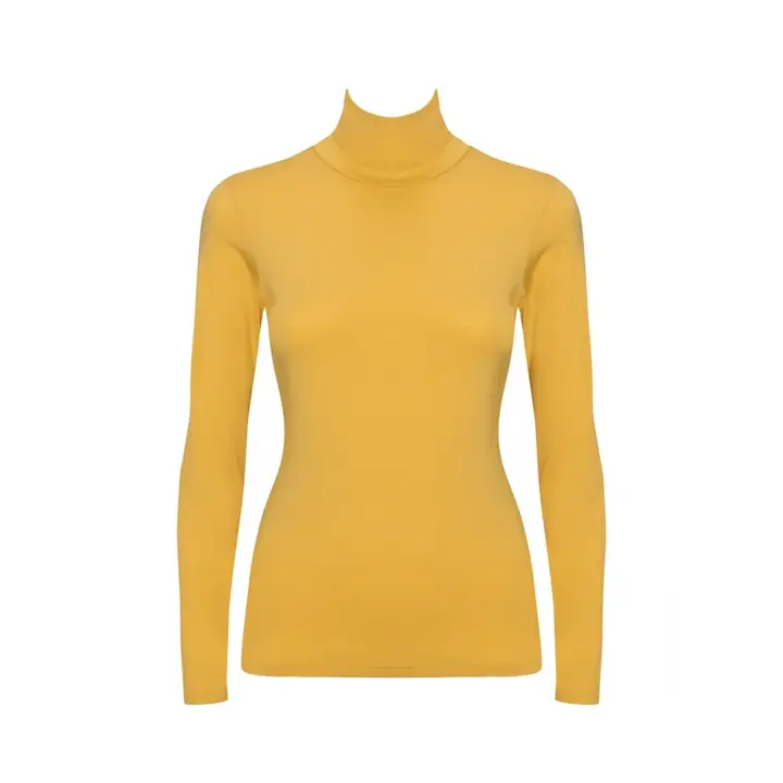 【SALE】あったかハイネックインナー5390 10分袖トップ(無地), イエロー, product image number 0