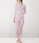 【SALE】あったかフィットインナー5370 8分袖トップ, パープル, model image number 1