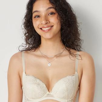 きゅっと寄せブラ ブラ＆ショーツセット スウィンギングブーケ【一部カラーSALE】, ホワイト, model image number 0