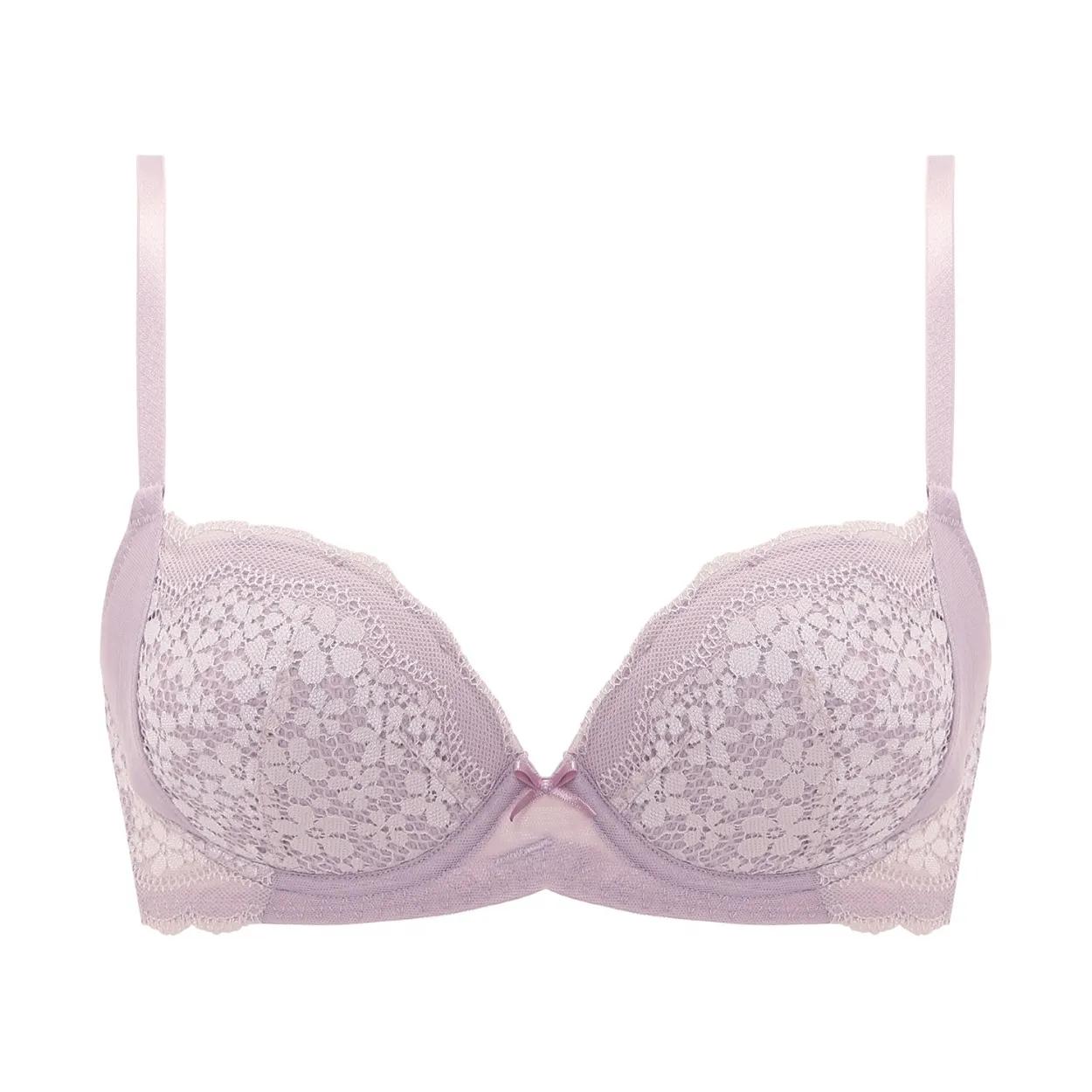 きゅっと寄せブラ ブラ＆ショーツセット デイジーレース【一部カラーSALE】, パープル, product image number 0