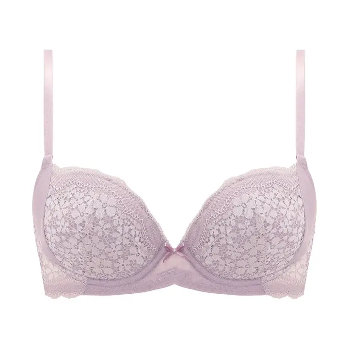 きゅっと寄せブラ ブラ＆ショーツセット デイジーレース【一部カラーSALE】, パープル, product image number 0