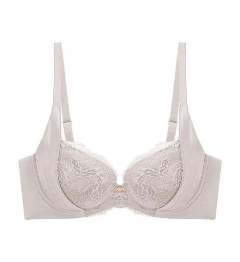 Triumph Florale Rose Lilies Wired Padded Push Up Bra - Rhino grey - Push Up Bra