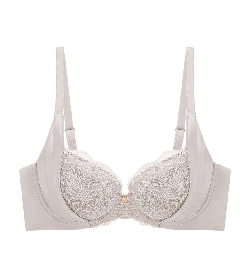 Triumph Florale Rose Lilies Wired Padded Push Up Bra - Rhino grey - Push Up Bra