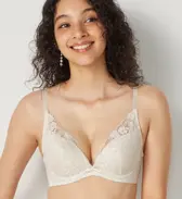 夢みるブラ DeepV ブラ＆ショーツセット スウィンギングブーケ【一部カラーSALE】, ホワイト, model image number 0
