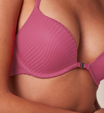 Buy online Striped Pink Push Up Bra from lingerie for Women by