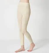 【SALE】スロギー ニット無地リブ 9分丈ニットパンツ, ホワイト, model image number 0