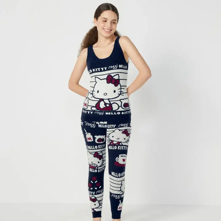 【WEB/アウトレット限定】スロギーG063 ハローキティ 9分丈ニットパンツ, ミックス, model image number 1