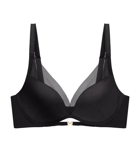 Triumph All Day Silk Non-Wired Push Up Deep V Bra - Black - Push Up Bra