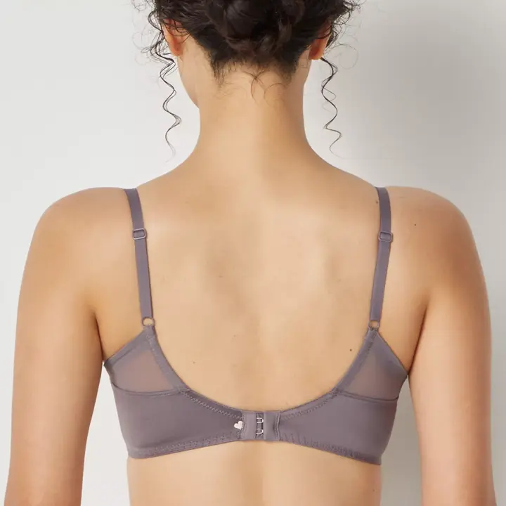 【SALE】夢みるブラ ノンワイヤー スリムライン ラブブロッサムズ, グレー, model image number 2
